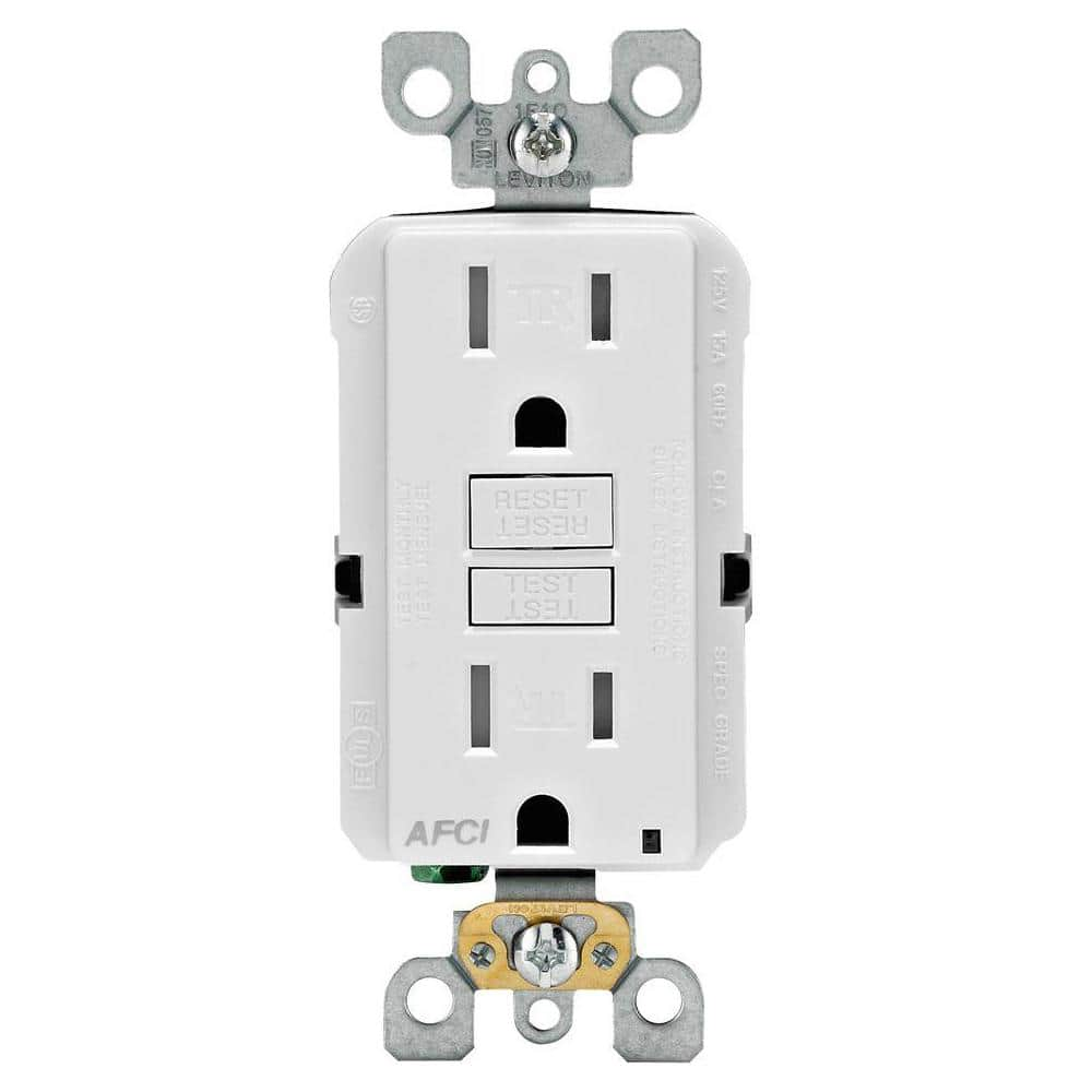 Leviton 15 Amp Tamper Resistant AFCI Outlet, White (2-Pack) P00-AFCI2 ...