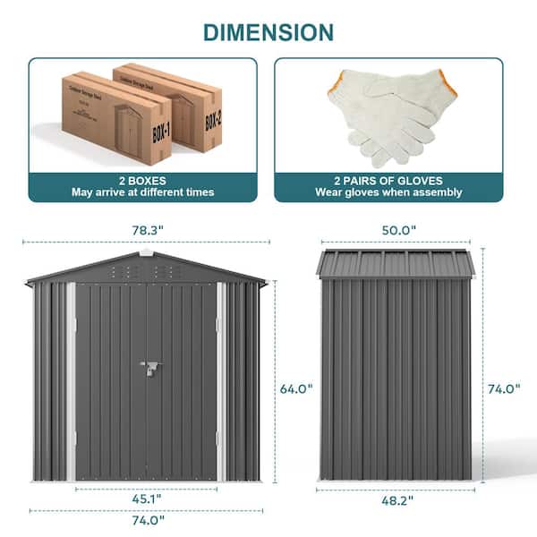 Lofka 6 ft. W x 4 ft. D Outdoor Storage Metal Shed for Backyard