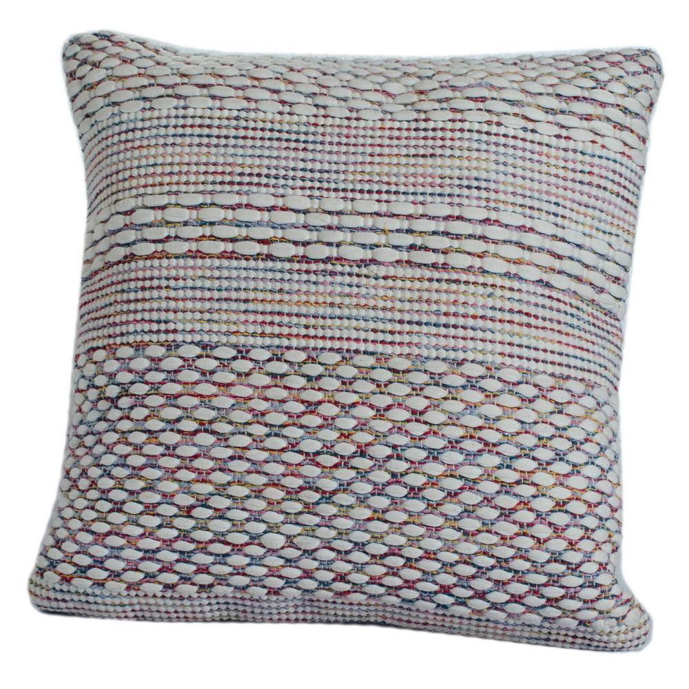 Multicolored Textured Motif Striped Square Throw Pillow, 20"
