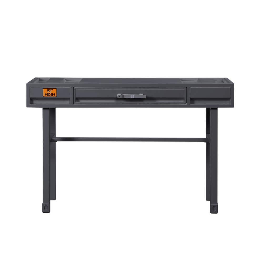 Gunmetal Industrial Metal Cargo Vanity Desk with Drawer