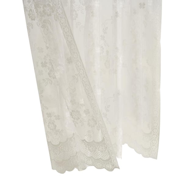 Habitat Limoges White Polyester Lace 55 in. W x 63 in. L Rod