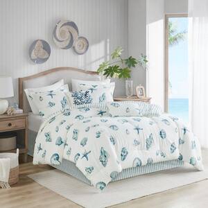 Beach House 3-Piece Blue Cotton Twin Comforter Set