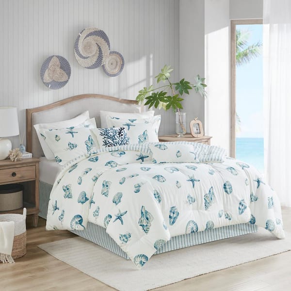 Beach House 4-Piece Blue Cotton Full Comforter Set