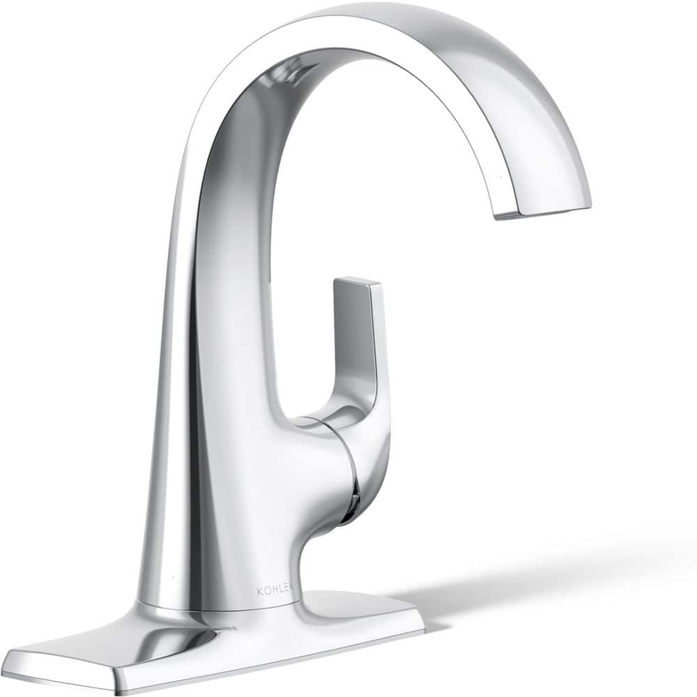 KOHLER Cursiva Single Handle Single Hole Bathroom Faucet in Polished Chrome