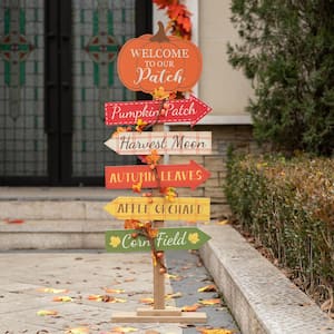 42.5 in. H Fall Harvest Wooden Pumpkin Patch Porch Sign