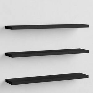 35.4 in. W x 7.8 in. D Black Floating Shelves Set of 3, Wood Floating Decorative Wall Shelf for Kitchen Office