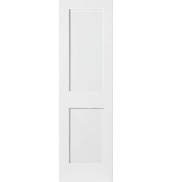 Krosswood Doors 24 in. x 80 in. Craftsman Shaker 2-Panel Primed Solid Core MDF Wood Interior Door Slab