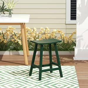 Franklin Dark Green 24 in. Poly HDPE Fade Resistant Outdoor Patio Saddle Seat Counter Height Bar Stool