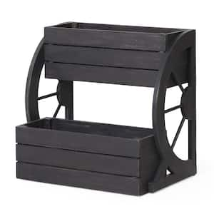 Smyrna 21.5 in. Dark Gray Wood 2-Tier Planter