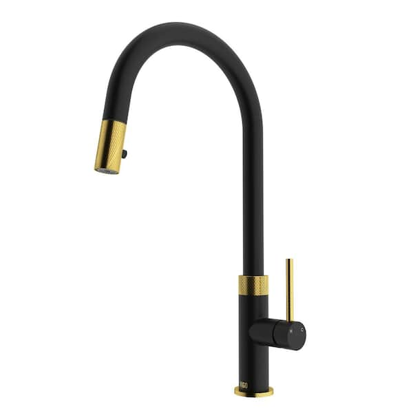 VIGO BRISTOL KITCHEN FAUCET IN MATTE BRUSHED GOLD AND MATTE BLACK VG02033MGMB factory