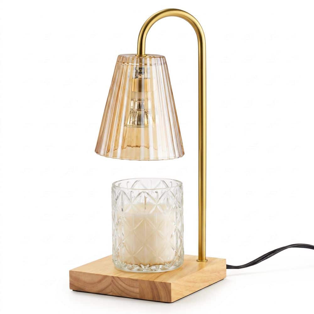 Litehaus Brown Amber Glass Dimmable Candle Warmer Lamp LH-CW121