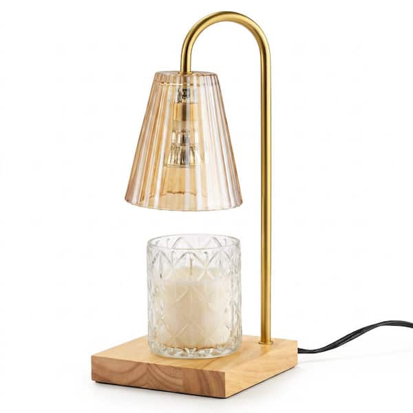 Litehaus Brown Amber Glass Dimmable Candle Warmer Lamp