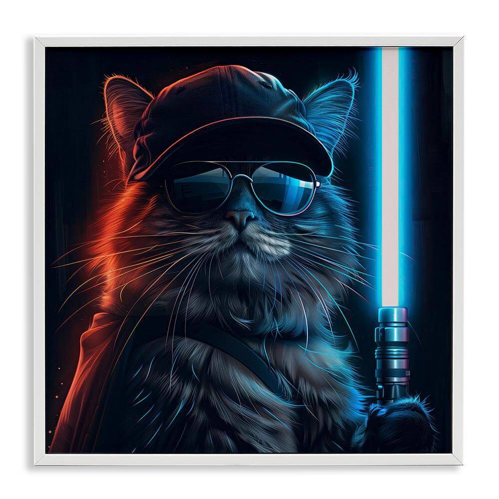 Sci-Fi Cat with Glowing Saber by Jim Baldwin White Framed Fantasy Giclee Art Print 17 in. x 17 in. price history on PriceWatchPro