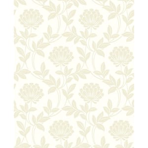 Ogilvy Bone Floral Paper Strippable Roll (Covers 56.4 sq. ft.)