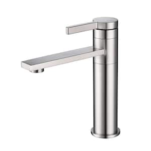 Single Handle Single Hole Bathroom Faucet with 360-Degree Swivel Spout Stainless Steel Sink Faucets in Brushed Nickel