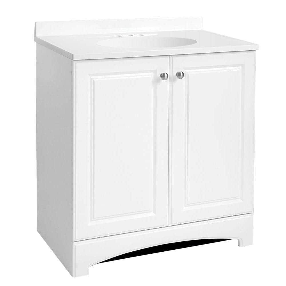 Glacier Bay 30.5 in. W Bath Vanity in White with Cultured Marble Vanity ...