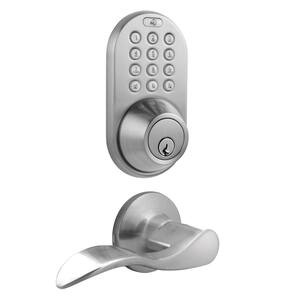 Satin Nickel Keyless Entry Deadbolt and Lever Handle Door Lock Combo Pack with Electronic Digital Keypad