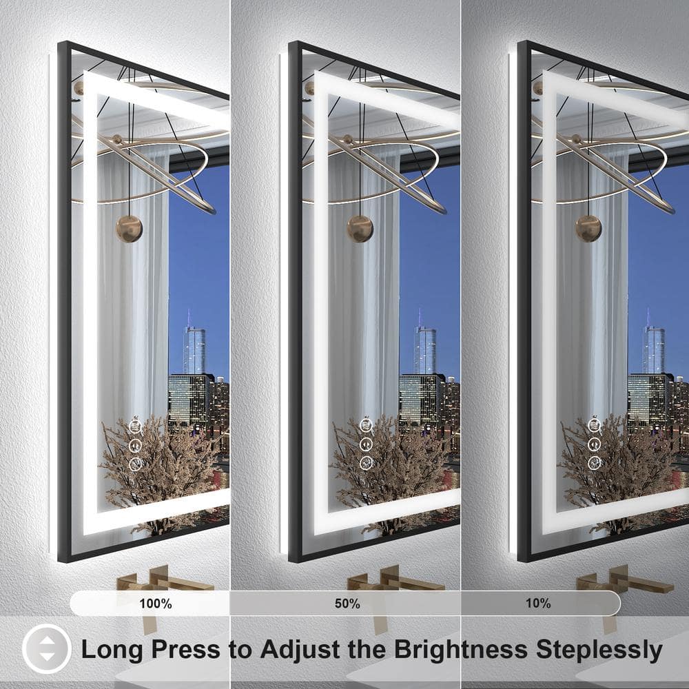 Oversized Matte Black Aluminum Frameless LED Vanity Mirror