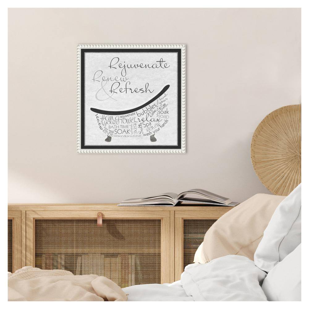 Rejuvenate Renew Refresh Beaded White Canvas Wall Art