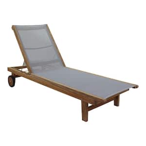Deck Side Natural Teak Outdoor Sling Chaise Lounge Chair