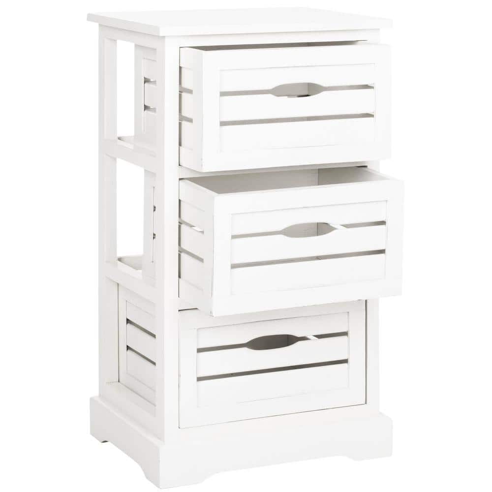 Samara Distressed Cream Pine Wood 3-Drawer Night Table