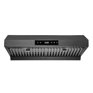 30 in. Ducted Under Cabinet Range Hood with 3-Way Venting Changeable LED Powerful Suction in Black Stainless Steel