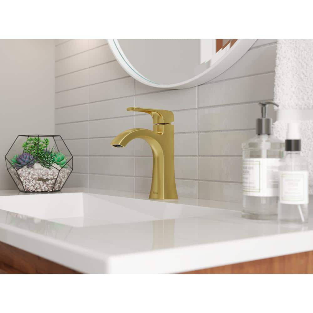 Brushed Gold Single Handle High Arc Bathroom Faucet