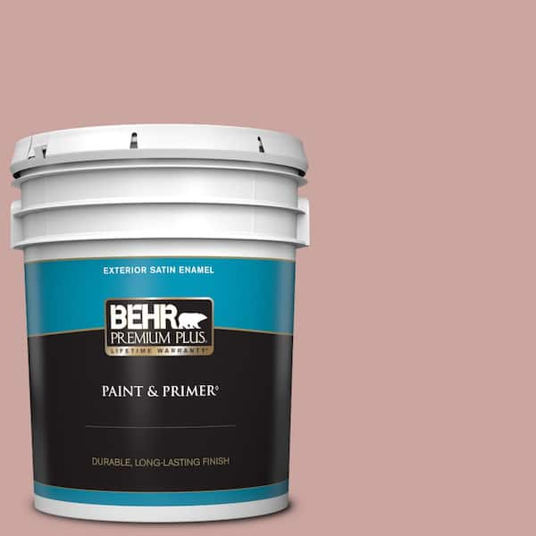 BEHR PREMIUM PLUS 5 gal. #160E-3 Rose Potpourri Satin Enamel Exterior Paint & Primer