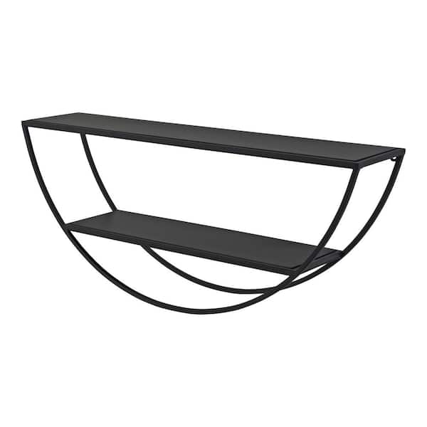 Kate and Laurel Tancill 6 in. x 26 in. x 11 in. Black Metal Floating Decorative Wall Shelf Without Brackets