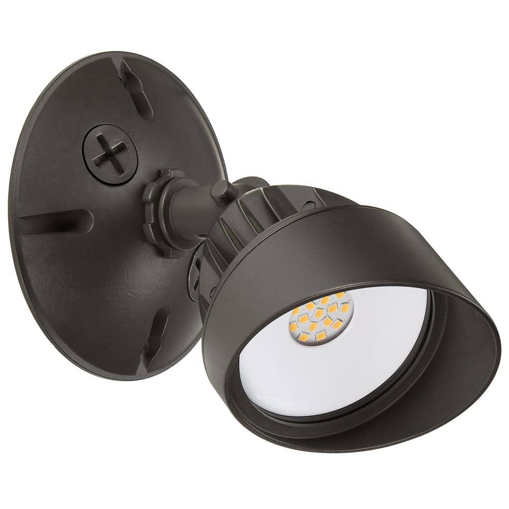Brown Matte LED Outdoor Flood Security Lights with Adjustable Head, 800 Lumens, 2 Pack