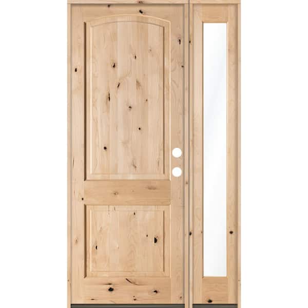 Krosswood Doors 50 in. x 96 in. Rustic Knotty Alder Unfinished Left-Hand Inswing Prehung Front Door with Right-Hand Full Sidelite