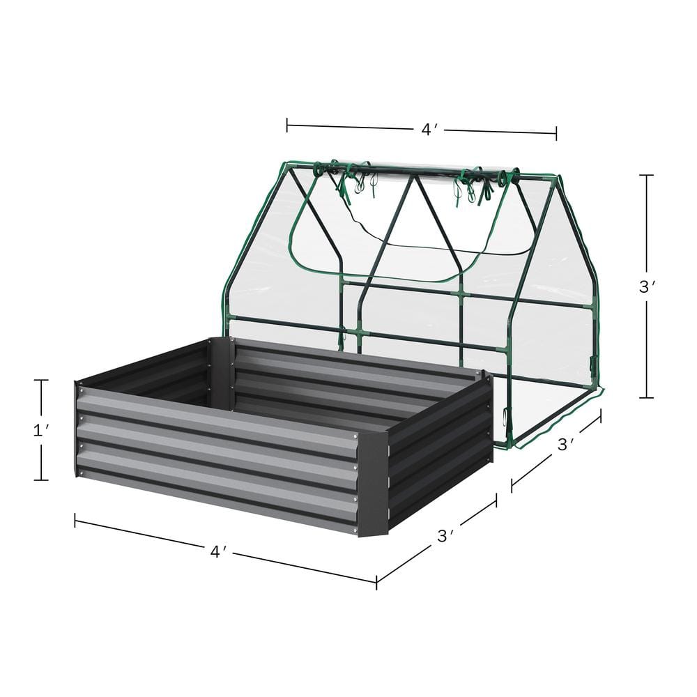 Galvanized Steel Raised Garden Bed with Removable PVC Greenhouse