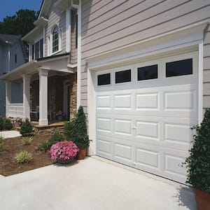 Classic Collection 8 ft. x 7 ft. Non-Insulated White Garage Door with Plain Windows