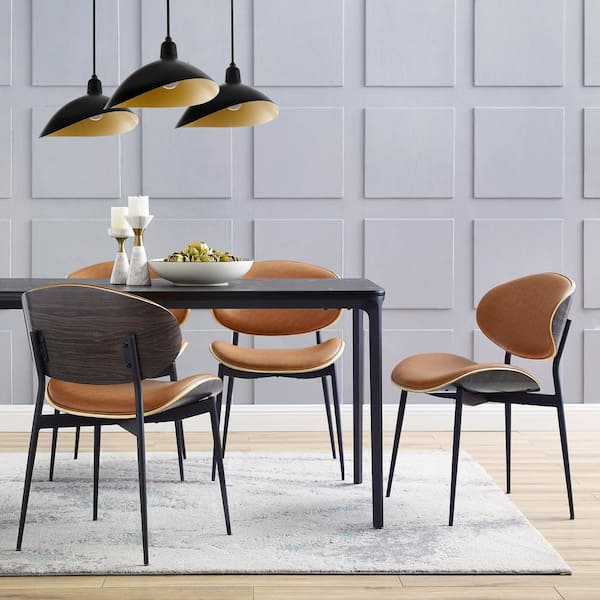 PU Leather Dining Side Chairs Mid Century Modern Style for Dining Room Set of 2 