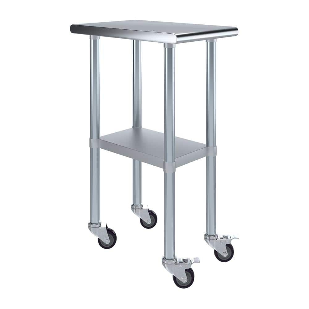 15" x 24" Stainless Steel Utility Work Table with Casters