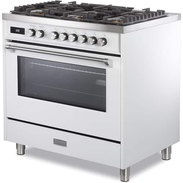 Ultima Collection Series 36 Inch Freestanding Single Oven Dual Fuel Range in White