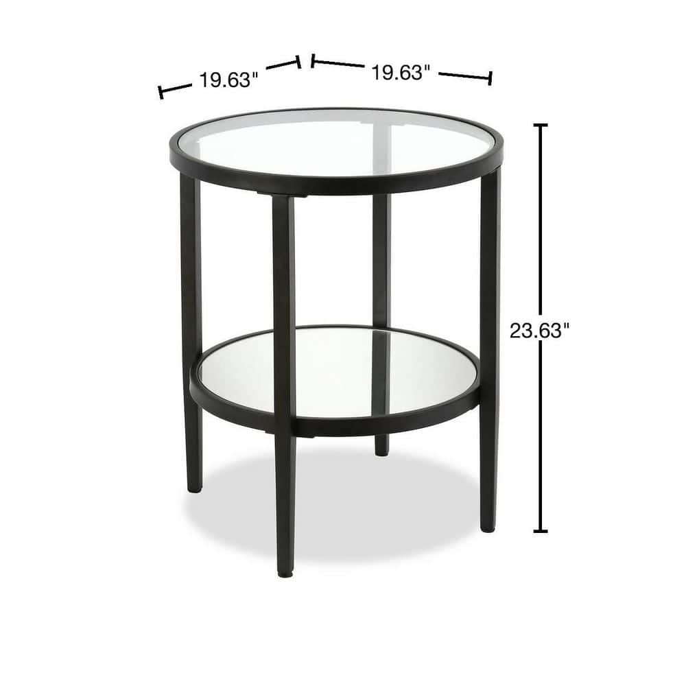 Hera 20" Blackened Bronze Round Metal & Glass Side Table