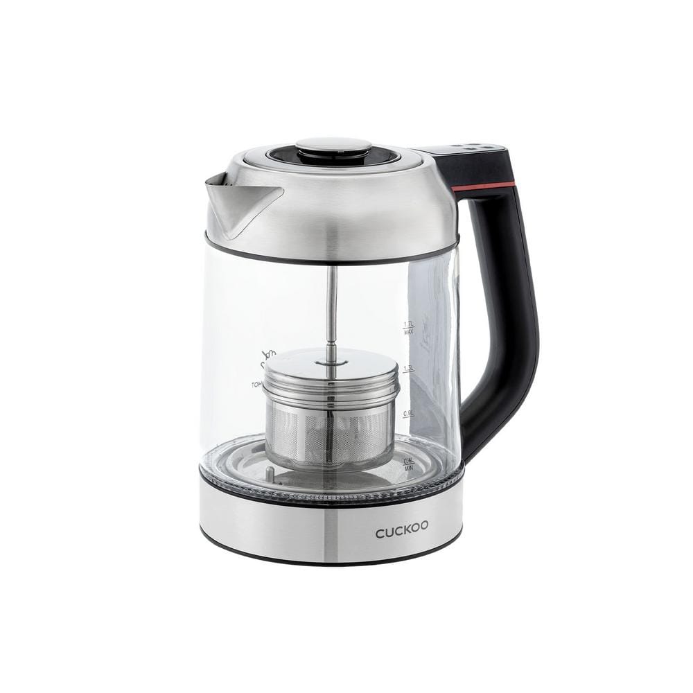 CUCKOO 1.7L Silver Glass Electric Kettle with Tea Infuser