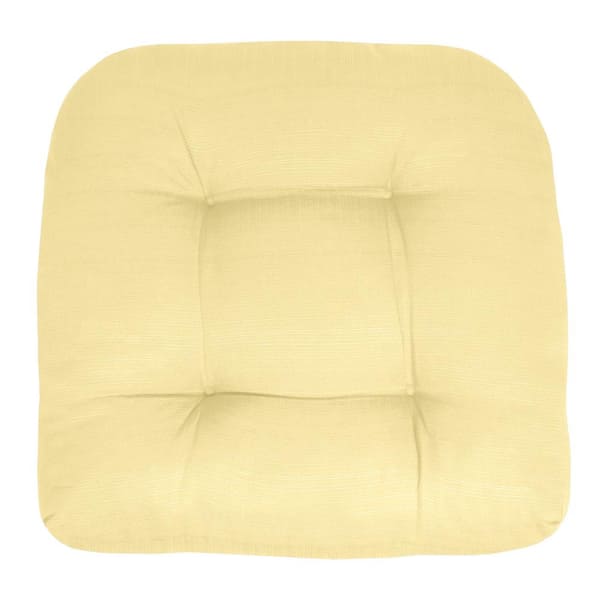 2 U-Shape Tufted Wicker Seat Cushion Set, Sunbrella Solid Colors, Large Sunbrella Canvas Sunflower Yellow