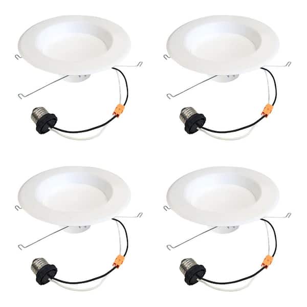 5/6 in. Adjustable 4000K Integrated LED White Retrofit, 120-Watt Equivalent Dimmable LED Recessed Lighting Kit (4-Pack)