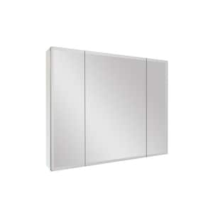 36 in. W x 26 in. H Rectangular Silver Aluminum Recessed/Surface Mount Medicine Cabinet with Mirror and 3-Door