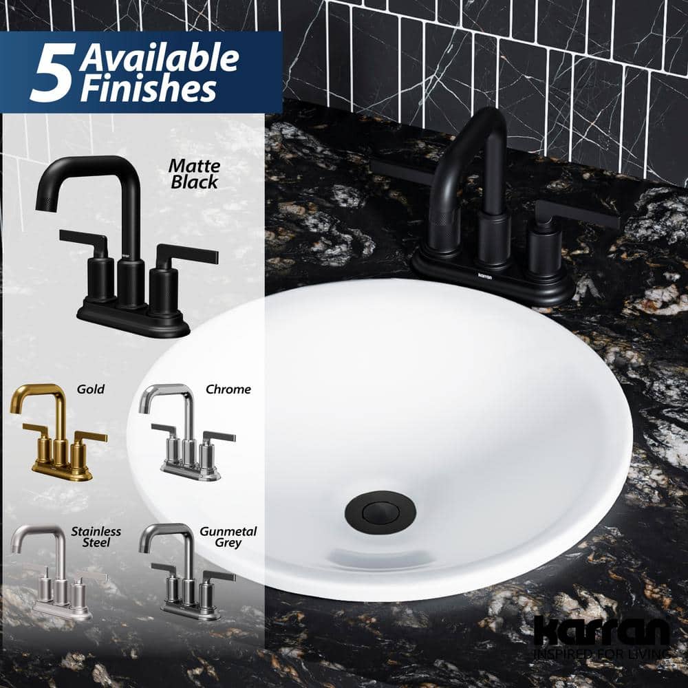 Matte Black Brass Centerset Bathroom Faucet with Pop-up Drain