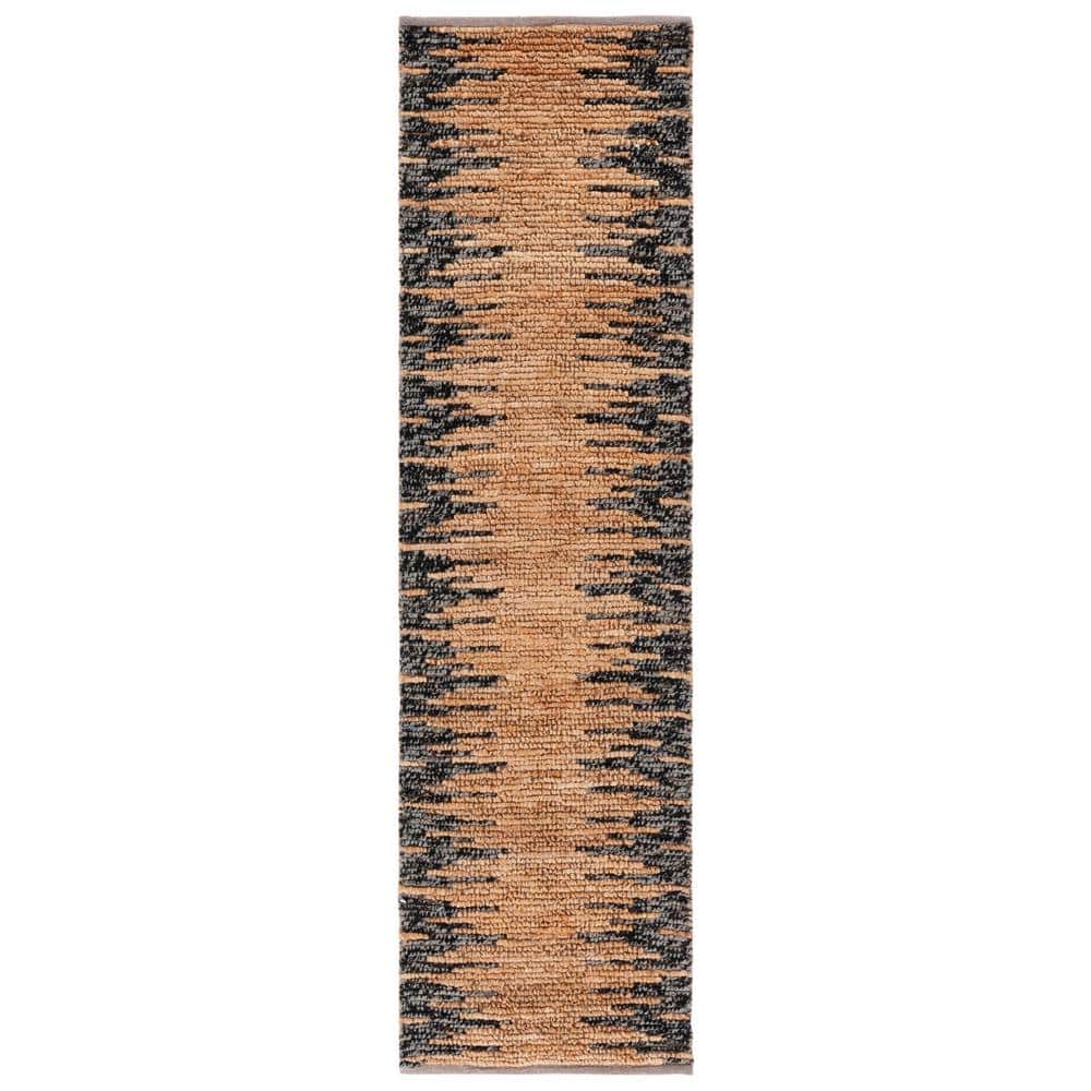 SAFAVIEH Natural Fiber Beige/Black 2 ft. x 8 ft. Transition Marle ...