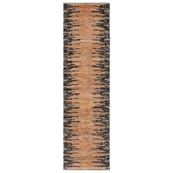 SAFAVIEH Natural Fiber Beige/Black 2 ft. x 8 ft. Transition Marle Runner Rug