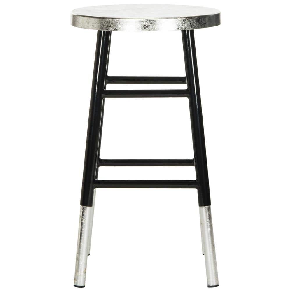 Kenzie 24" Black and Silver Metal Counter Stool