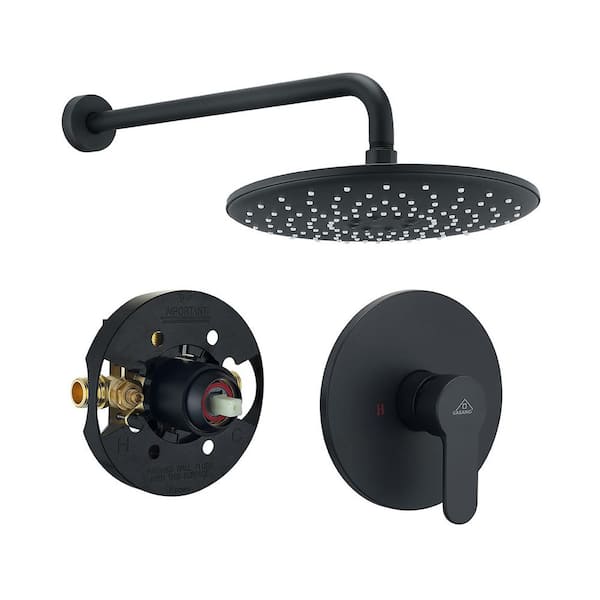 CASAINC 1-Spray Patterns 10 in. Wall Mount Shower System Fixed Shower Head in Matte Black (Valve Included)