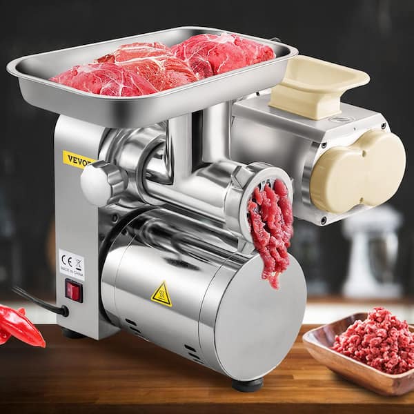 VEVOR Electric Meat Grinder, 419 lb/h Capacity, 575W(1100W Max) Industrial Meat Mincer w/ 2 Blade, 3 Grinding Plates, Sausage Maker Die-Cast