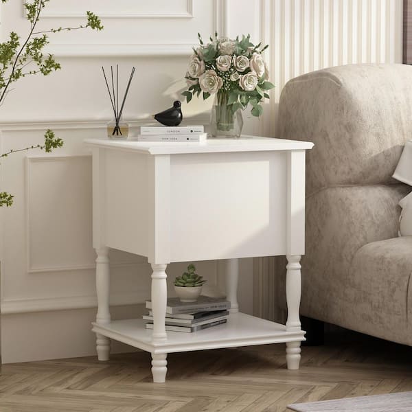FUFU&GAGA 19.7 in. W x 16.9 in. D x 25.2 in. H, White Rectangle