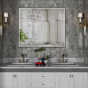 36 in. W x 36 in. H Square Framed Memory Anti-Fog Wall LED-Lit Bathroom Vanity Mirror in Silver