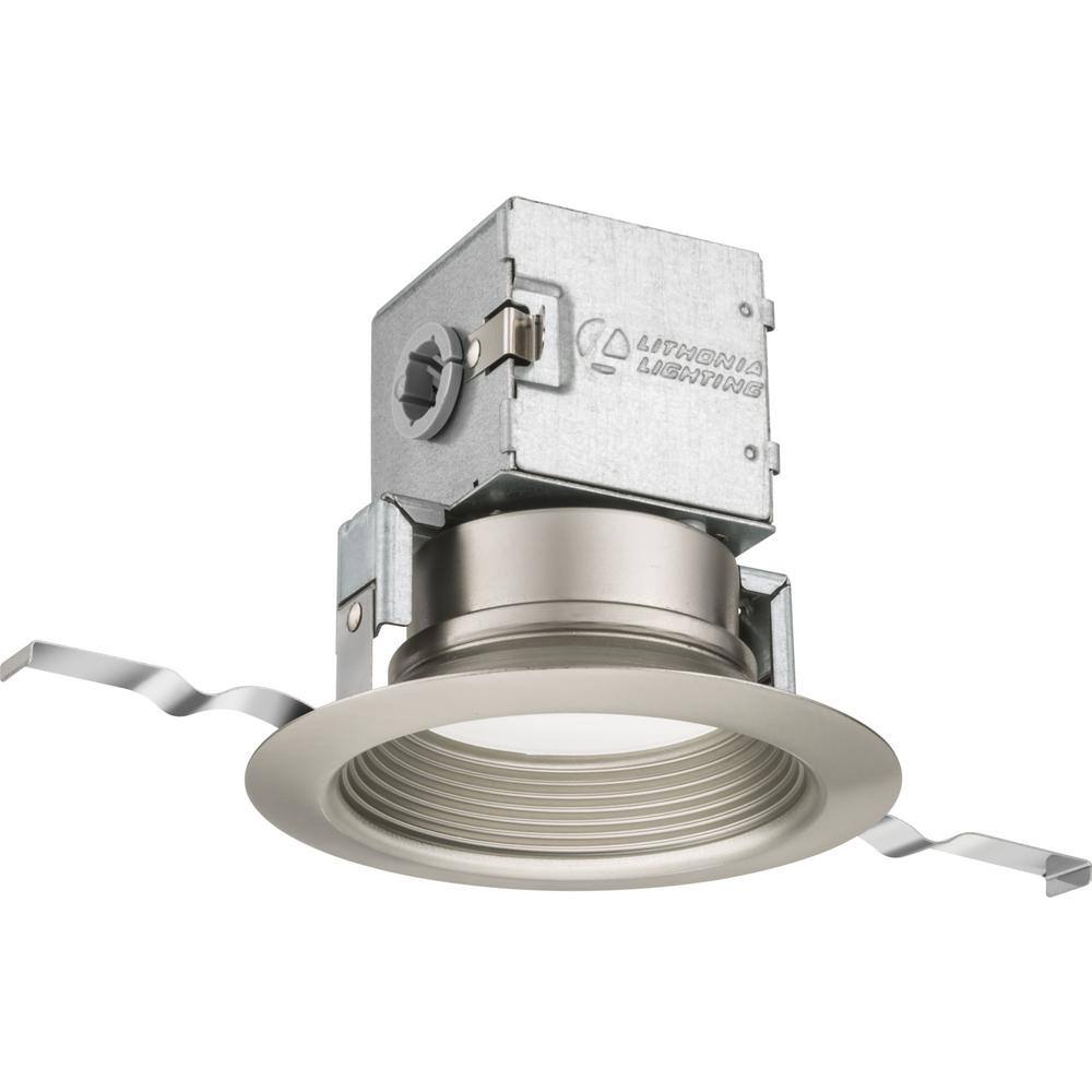 Brushed Nickel Integrated LED Recessed Kit Lithonia Lighting OneUp Square 4 in 